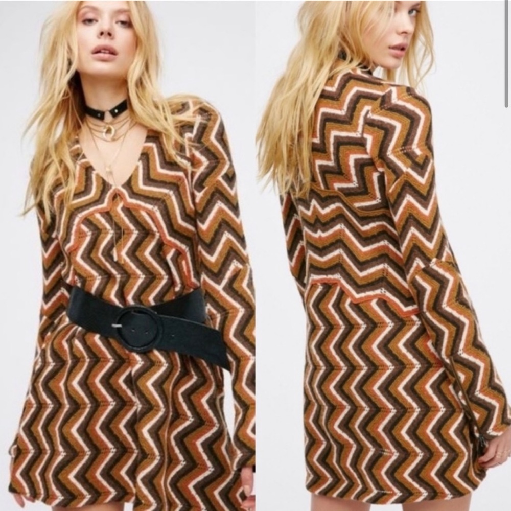 Nwot Free People Rhiannon Chevron Sweater Dress Size Small….runs oversized!